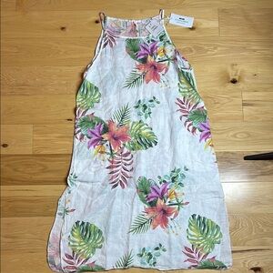 NWT Lungo L’arno 100% Linen Tropical Dress Pockets | Size Large